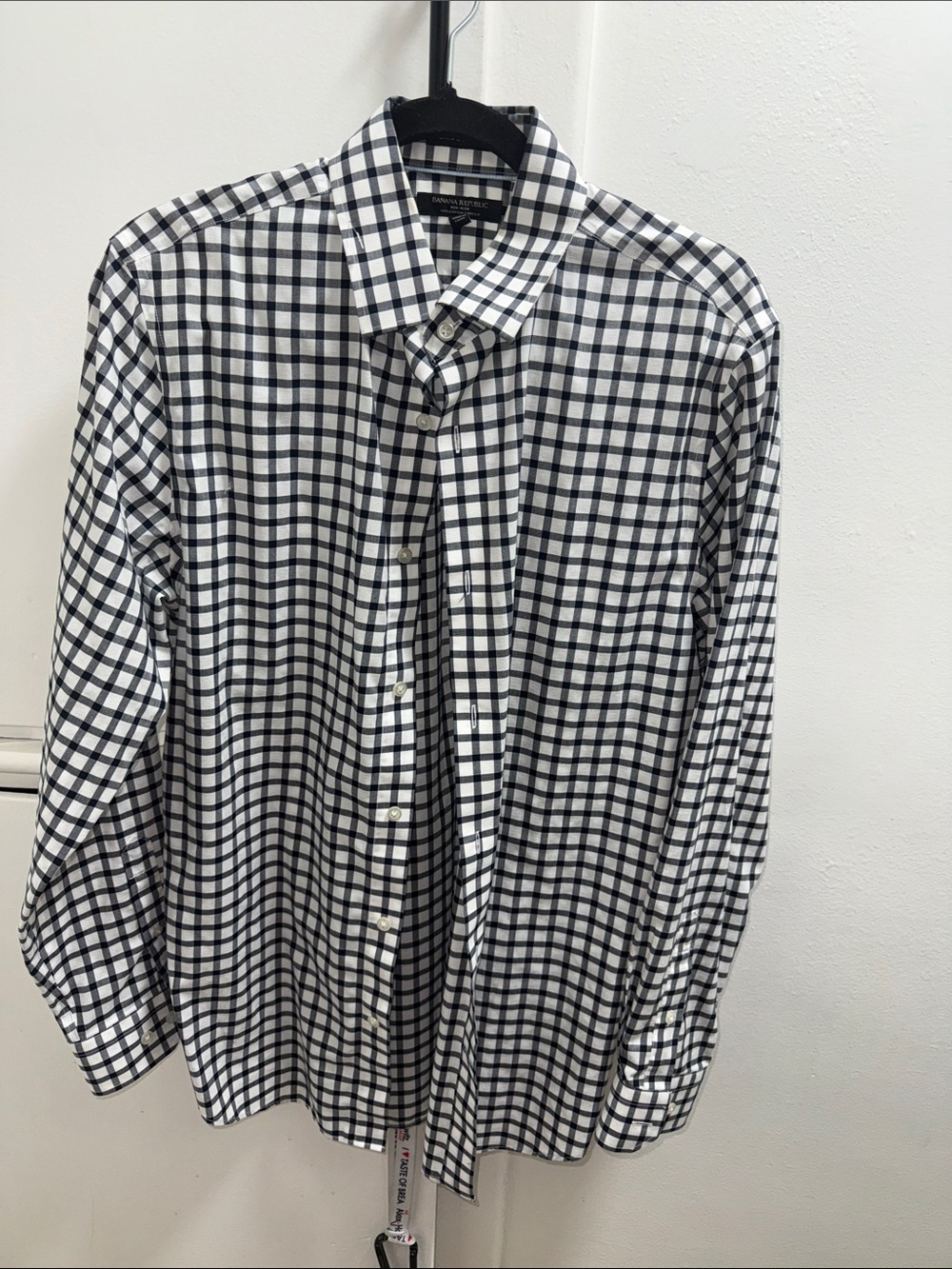 Banana Republic Black and White Check Cotton Button-Down Shirt